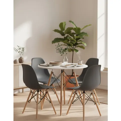 Zestaw biały stół kuchenny 80 cm z 4 krzesłami   Nadikos 5X 12 kolorów