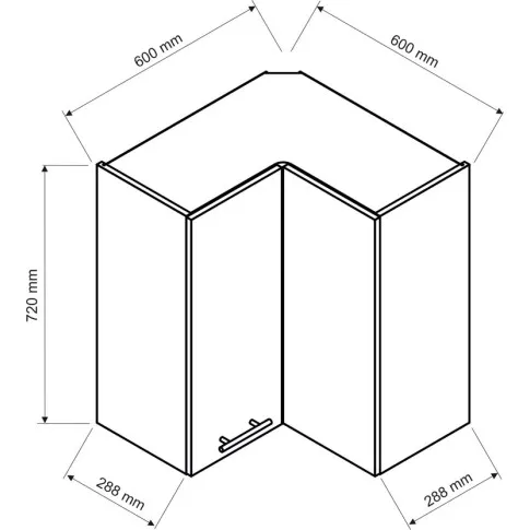 wymiary górnej szafki narożnej 60cm Skania 36X
