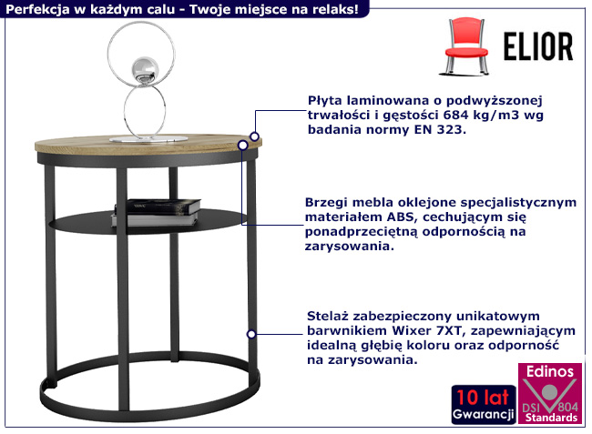 Stolik kawowy Gorbi 4X dąb artisan+czarny