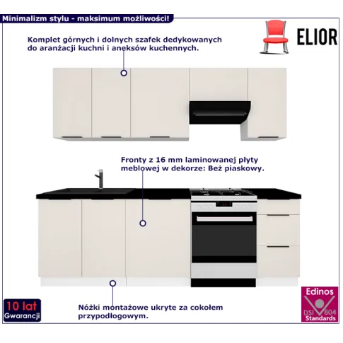 Komplet mebli kuchennych beż piaskowy Skania 37X