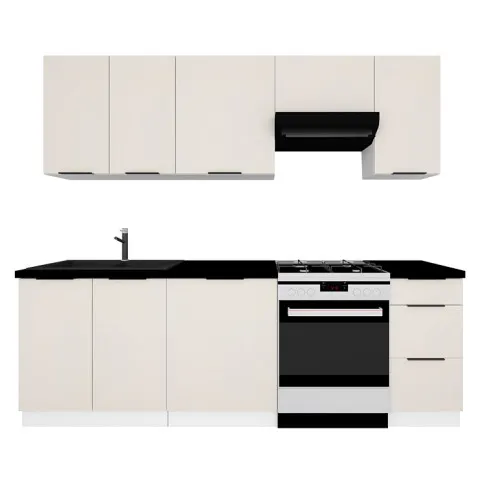 Zestaw szafek kuchennych beż piaskowy 240cm Skania 37X