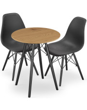 Komplet okrągły stół 60 cm dąb z 2 krzesłami - Osato 3X 2 kolory w sklepie Edinos.pl
