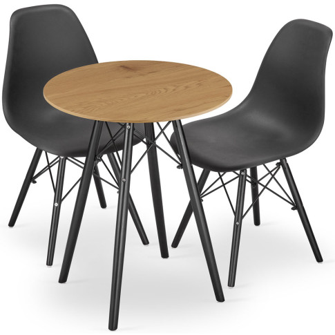 okrągły stół dąb z 2 krzesłami Osato 3X