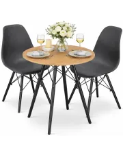 Komplet okrągły stół 60 cm dąb z 2 krzesłami - Nadikos 3X 2 kolory w sklepie Edinos.pl