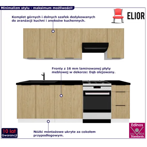 Komplet mebli kuchennych dąb olejowany Skania 37X