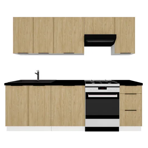 Zestaw szafek kuchennych dąb olejowany 240cm Skania 37X