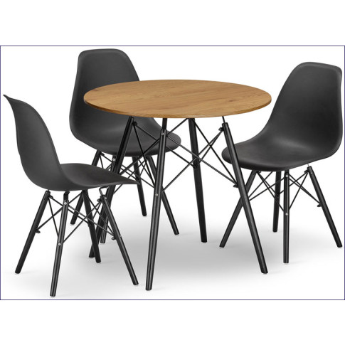 dębowy stół 3 krzesła do jadalni skandynawskiej Osato 4X