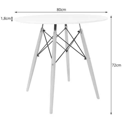 wymiary okrągłego stołu 80 cm w zestawie Osato 4X