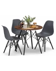 Skandynawski komplet stół 80 cm jesion i 3 krzesła - Nadikos 4X 2 kolory w sklepie Edinos.pl