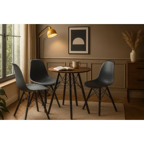 Skandynawski komplet stół 80 cm jesion i 3 krzesła   Nadikos 4X 2 kolory