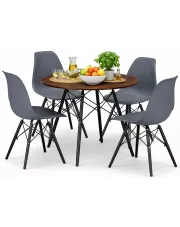 Stół 80 cm jesion z 4 krzesłami - Nadikos 5X 2 kolory w sklepie Edinos.pl