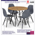 infografika kompletu stół w kolorze dębowym z 4 krzesłami Osato 5X