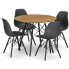Okrągły stół dąb 80 cm z 4 krzesłami - Osato 5X 2 kolory