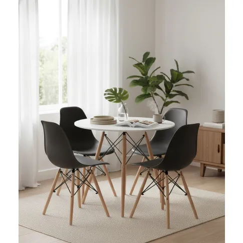 Komplet biały stół 90 cm z 4 krzesłami   Nadikos 6X 3 kolory