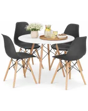 Komplet biały stół 90 cm z 4 krzesłami - Nadikos 6X 3 kolory w sklepie Edinos.pl