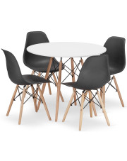 Komplet biały stół 90 cm z 4 krzesłami - Osato 6X 3 kolory w sklepie Edinos.pl