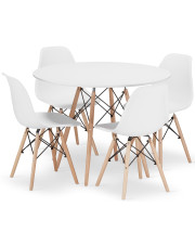 Zestaw biały okrągły stół 100 cm i 4 krzesła - Osato 7X 3 kolory w sklepie Edinos.pl