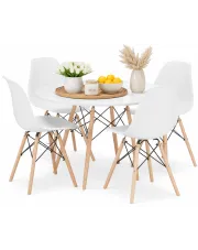 Zestaw biały okrągły stół 100 cm i 4 krzesła - Nadikos 7X 3 kolory w sklepie Edinos.pl