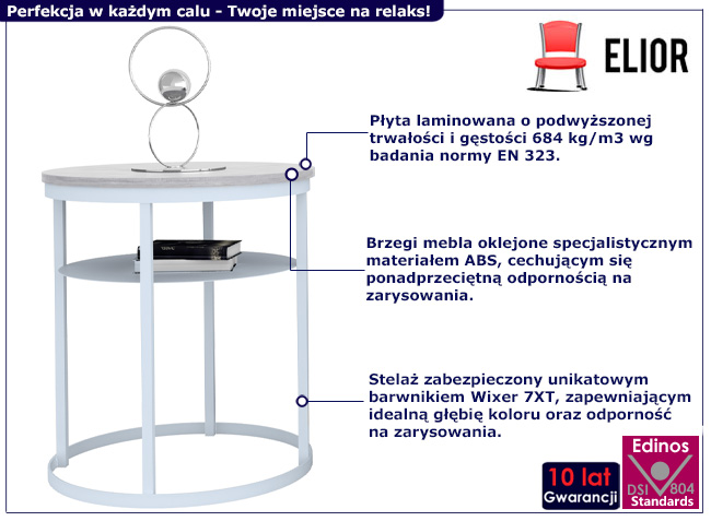 Stolik kawowy Gorbi 5X beton+biały