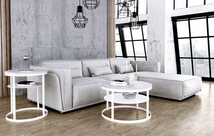 Wizualizacja stolika kawowego Gorbi 5X beton+biały