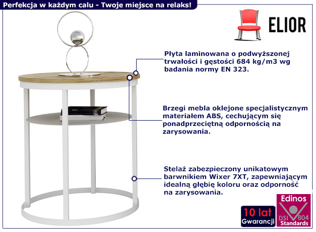 Stolik kawowy Melkor 5X dąb artisan+biały
