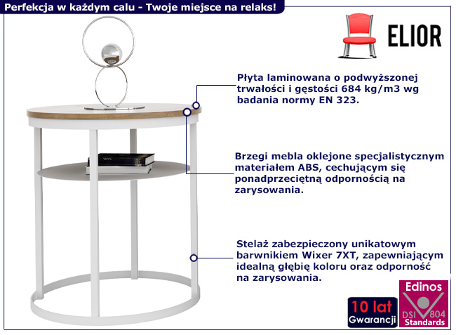 Stolik kawowy Nala 5X dąb lancelot+biały