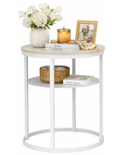 Dwupoziomowy stolik kawowy z półką dąb sonoma + biały - Melkor 5X w sklepie Edinos.pl