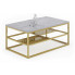 Metalowy stolik kawowy z półkami beton + złoty - Furios 3X