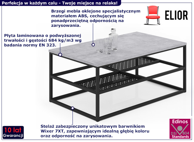 Stolik kawowy Furios 4X beton+czarny