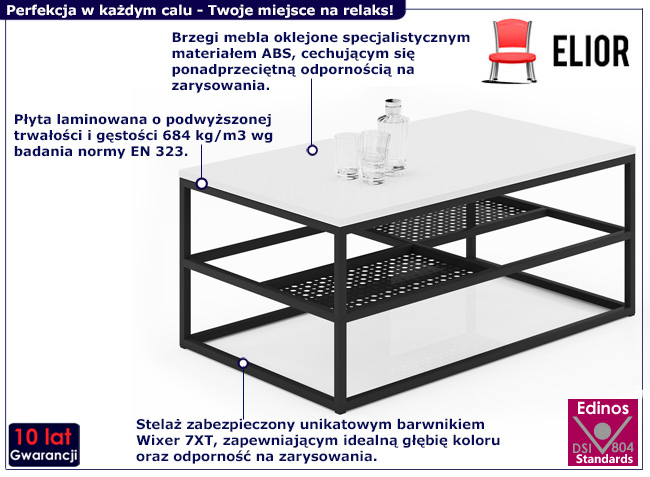 Stolik kawowy Furios 4X biały+czarny