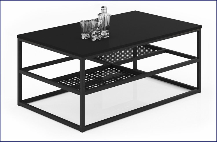 Ława z półką do salonu Hila 4X czarny