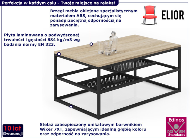 Stolik kawowy Furios 4X dąb sonoma+czarny