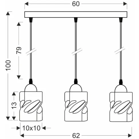 industrialna lampa wisząca 3 zwisy regulacja Z025-Jetra