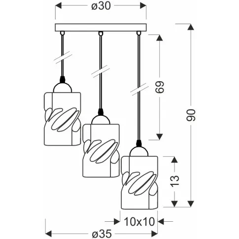 wymiary lampy wiszacej 3 zwisy bursztynowe szklo z026 jetra