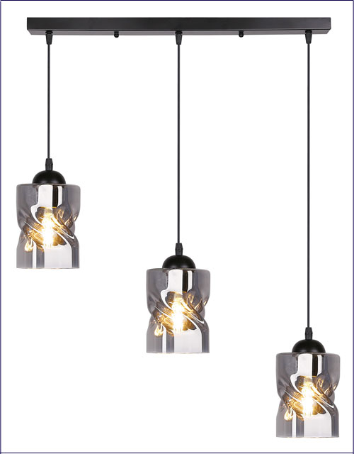 Industrialna lampa wisząca z kloszami ze szkła dymionego Z25-Vido