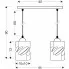 wymiary podwójnej lampy wiszącej klosz dymiony Z024-Jetra