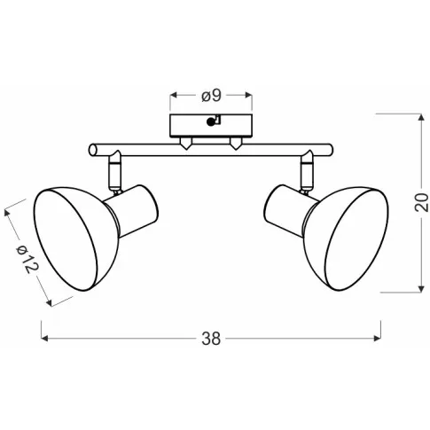 wymiary lampy sufitowej dwupunktowej Z028-Engo