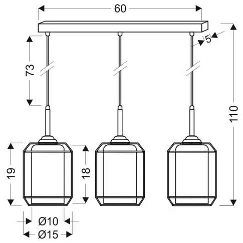 wymiary metalowej lampy wiszące w stylu loft 3 klosze Z050-Nevo