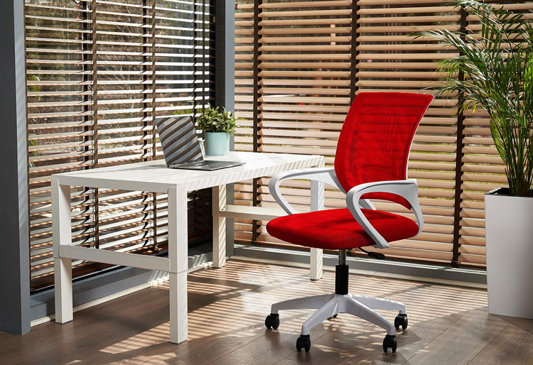 Biurowe czerwone krzesło obrotowe Azon 3X wizualizacja