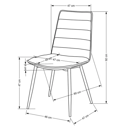 Wymiary krzesła tapicerowanego Zifo
