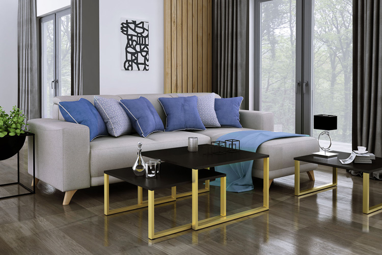 Wizualizacja stolików Luil 3X czarny+złoty