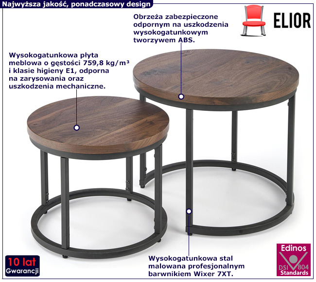 Komplet industrialnych stolików kawowych Oltin