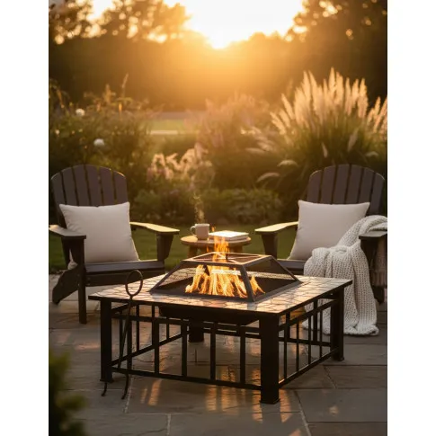 Kwadratowe palenisko ogrodowe z pogrzebaczem   Taugas