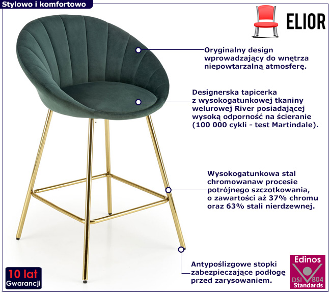 Zielony tapicerowany hoker Ertana