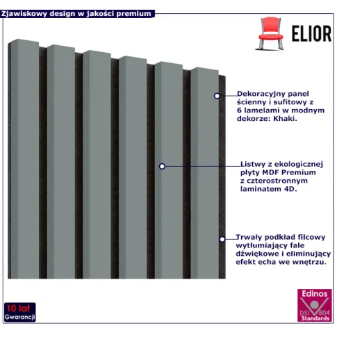 Panel z lamelami w dekorze khaki Mavel