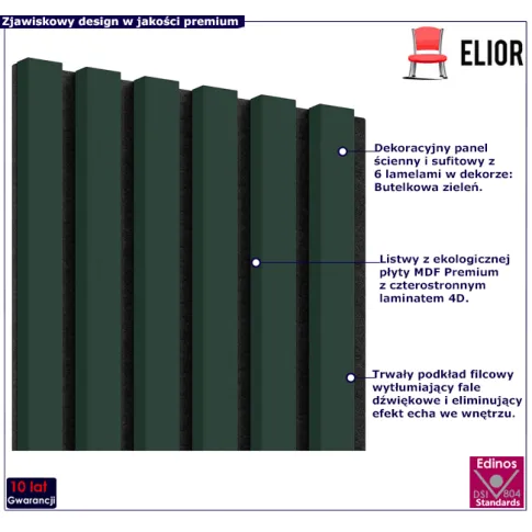 Dekoracyjny panel z lamelami zielonymi Mavel