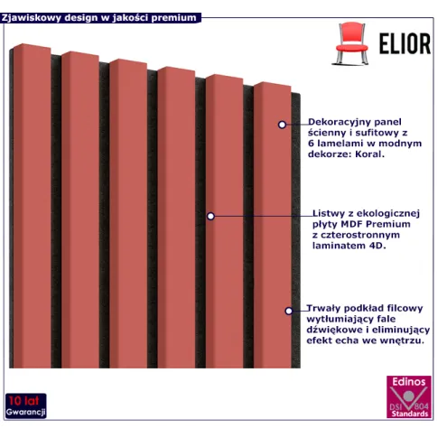 Dekoracyjny panel z lamelami koralowymi Mavel