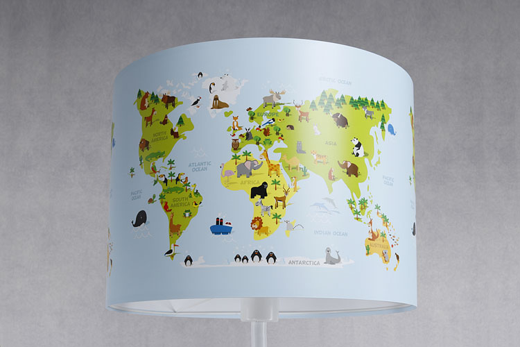 Lampa podłogowa z nadrukiem mapy świata A329-Liwix