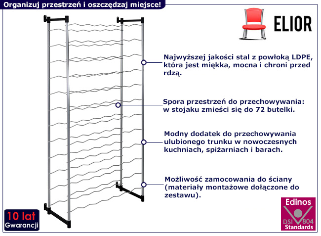Srebrny stojak na butelki Wori