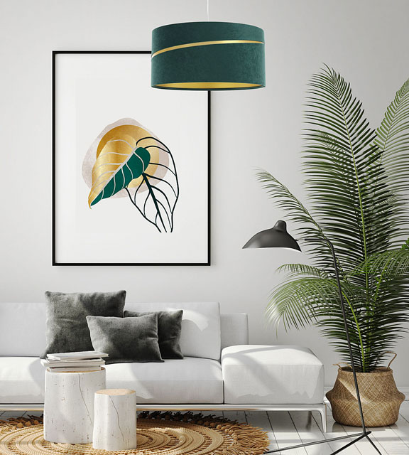 Welurowa zielona lampa wisząca E533-Moana